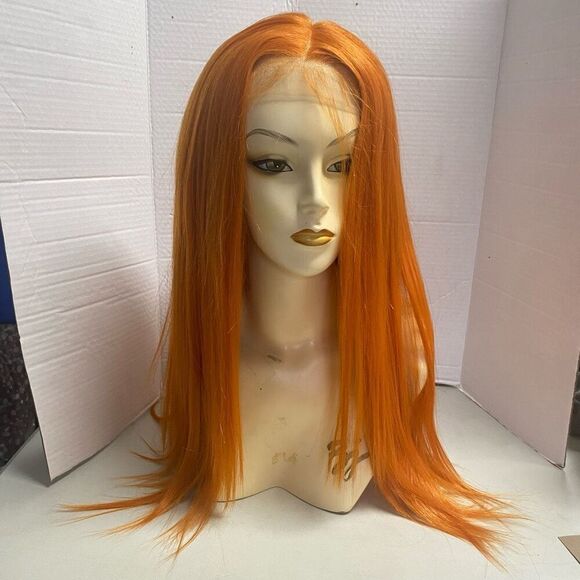 NEMER Long 22” Synthetic Lace Front Turmeric Yellow Orange Wig - Picture 7 of 12